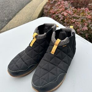 Black Quilted Ankle Boots with Yellow Accents Teva